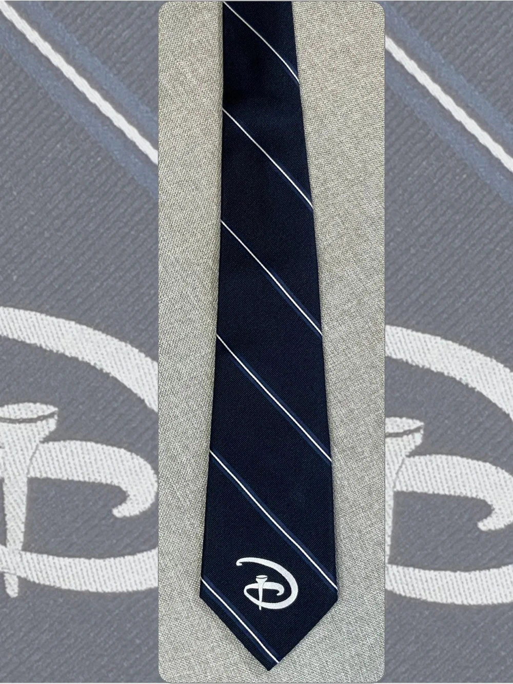 Disney Golf Pro Shop Tie Navy Repp Stripe Silk Necktie D Tee Logo Mens